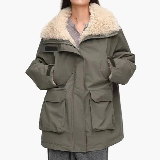 Damen Winterparka mit Teddykragen – Lässiger Outdoor Mantel für kalte Tage