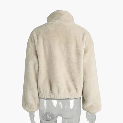 Damen Teddyfell Bomberjacke – Modischer Wintermantel für Alltag und Freizeit