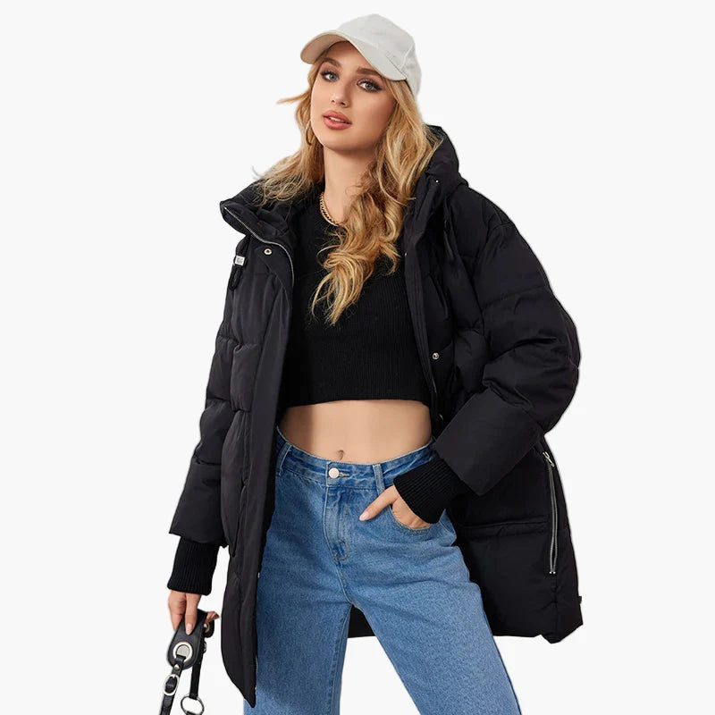Damen Winter Steppjacke mit Kapuze – Modische warme Outdoorjacke für Alltag und Freizeit