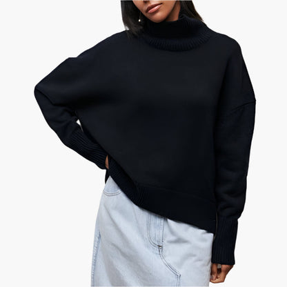 Damen Pullover mit Stehkragen und Oversize-Ärmeln – Eleganter Strickpullover für stilvolle Outfits