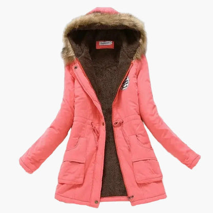 Damen Winterparka mit Kunstfellkapuze und Fleece-Innenfutter – Modischer Koreanischer Mantel für kalte Tage