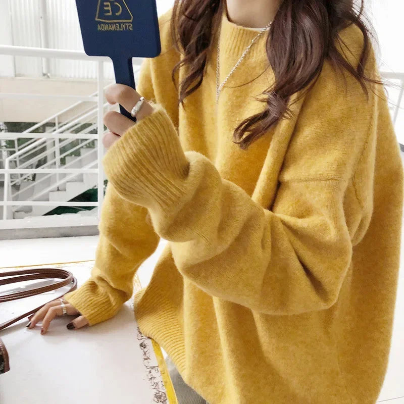 Damen Oversize Pullover – Retro Strickpulli im Lässigen Stil, Ideal für Herbst und Winter