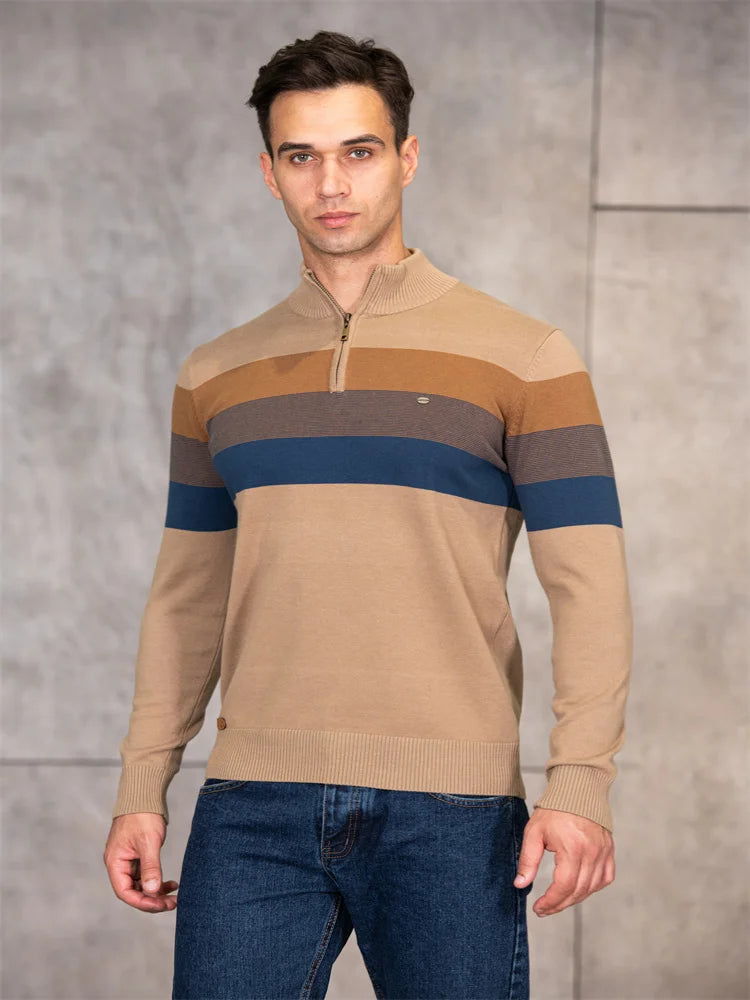 Damien – Herren-Patchwork-Pullover mit Reißverschluss