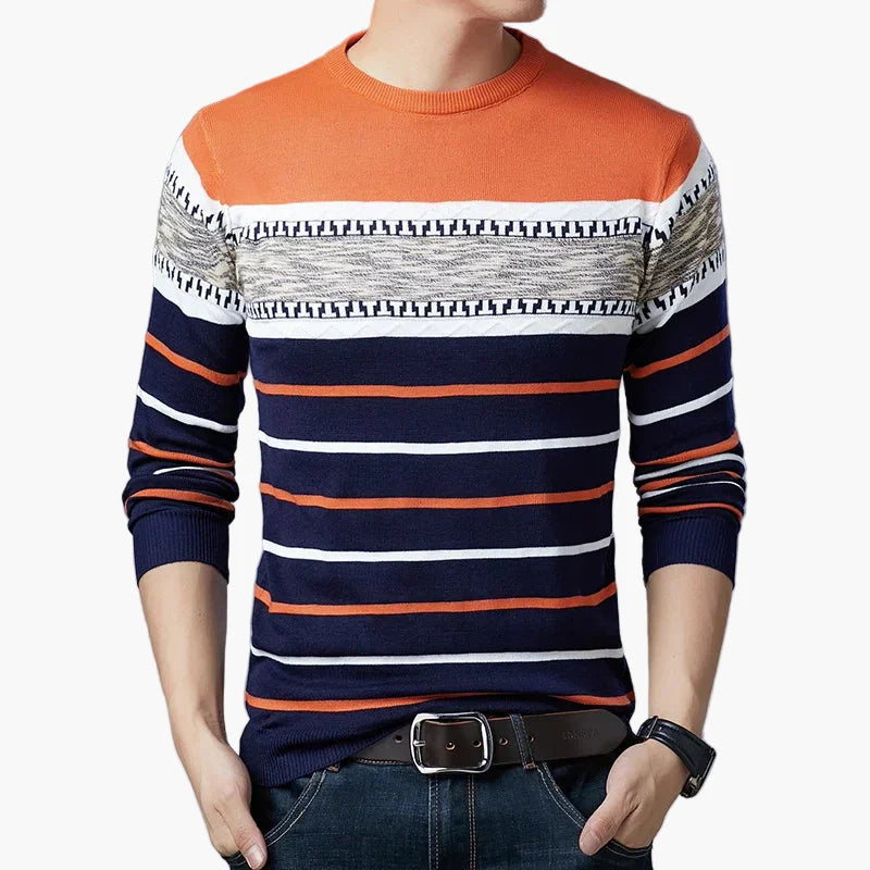 Herren Strickpullover mit modernem Streifenmuster – Stilvoller Freizeitpullover für Alltag und Büro