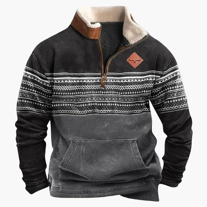 Herren Wild West Vintage Fleece Pullover – Western Style Outdoor Freizeit
