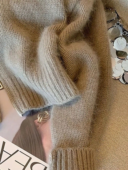 Damen Strickjacke mit Reißverschluss und Kunstlederkragen – Modischer Herbst-Winter Cardigan