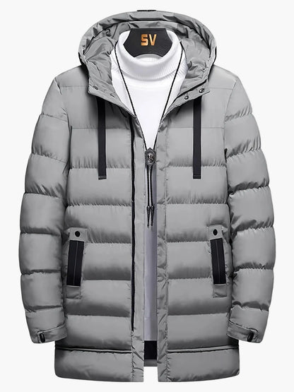 Herren Winter Steppmantel Parka Lang mit Kapuze – Lässiger Stil für Freizeit und Outdoor