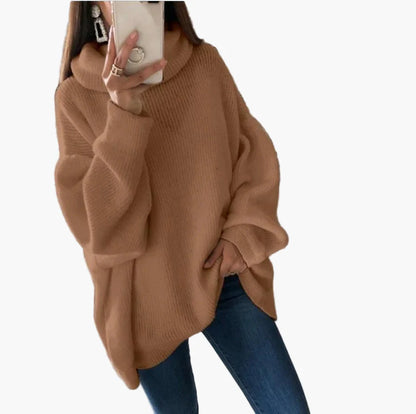 Damen Oversize Rollkragenpullover – Lässiger Strickpullover für Herbst und Winter