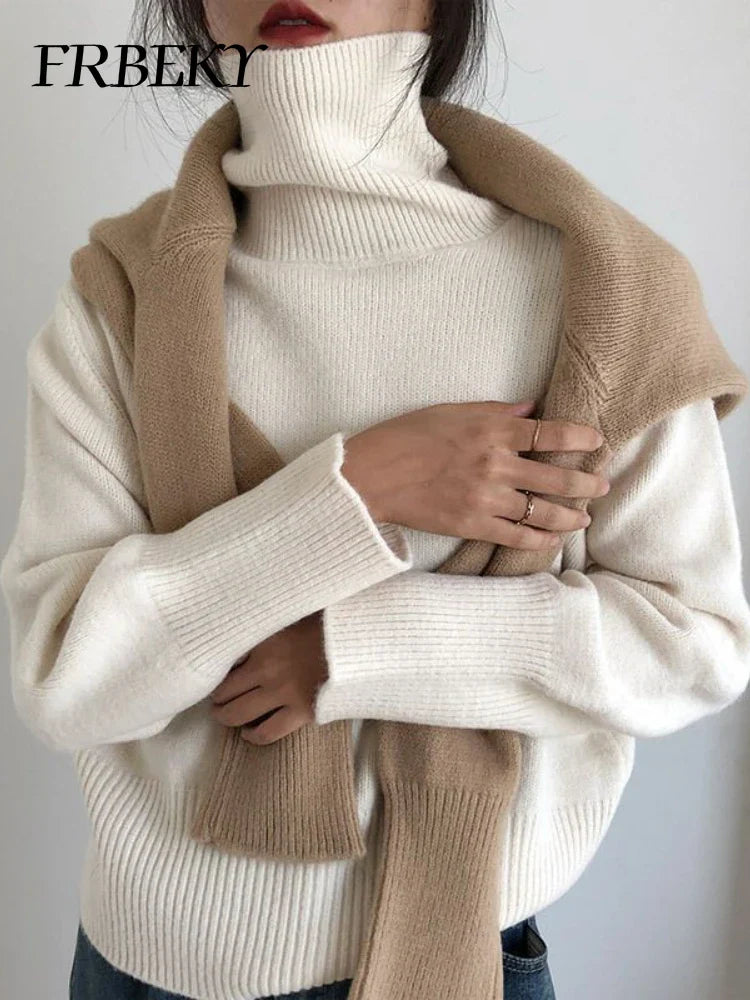 Damen Rollkragenpullover Strickpullover Casual Herbst Winter Elegant