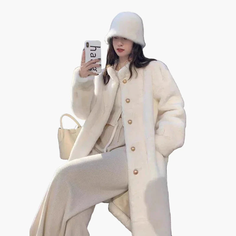 Damen Luxus Mantel im eleganten Vintage-Stil – Perfekt für stilvolle Winteroutfits