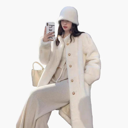 Damen Luxus Mantel im eleganten Vintage-Stil – Perfekt für stilvolle Winteroutfits