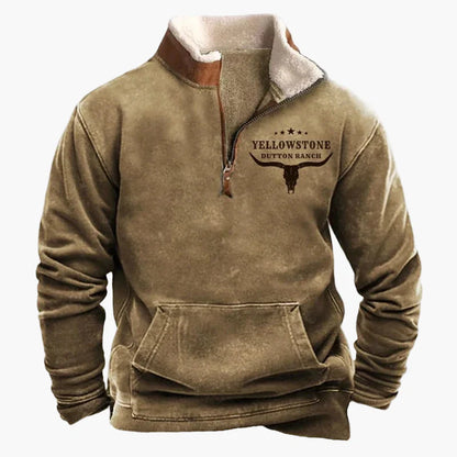 Herren Wild West Vintage Fleece Pullover – Western Style Outdoor Freizeit