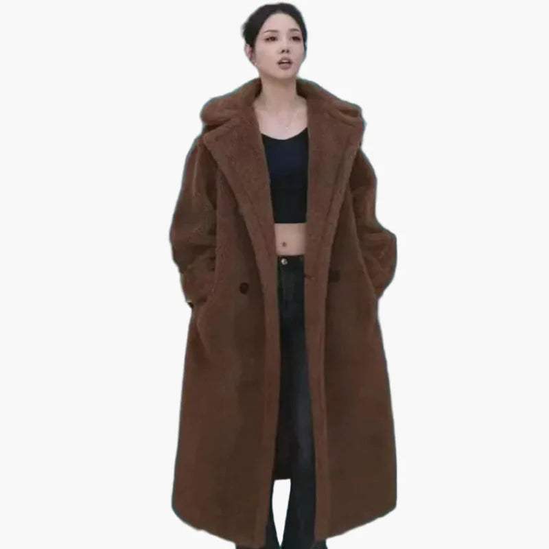Damen Kuscheliger Oversize Wintermantel – Modischer Langer Plüsch Mantel für Alltag & Streetstyle