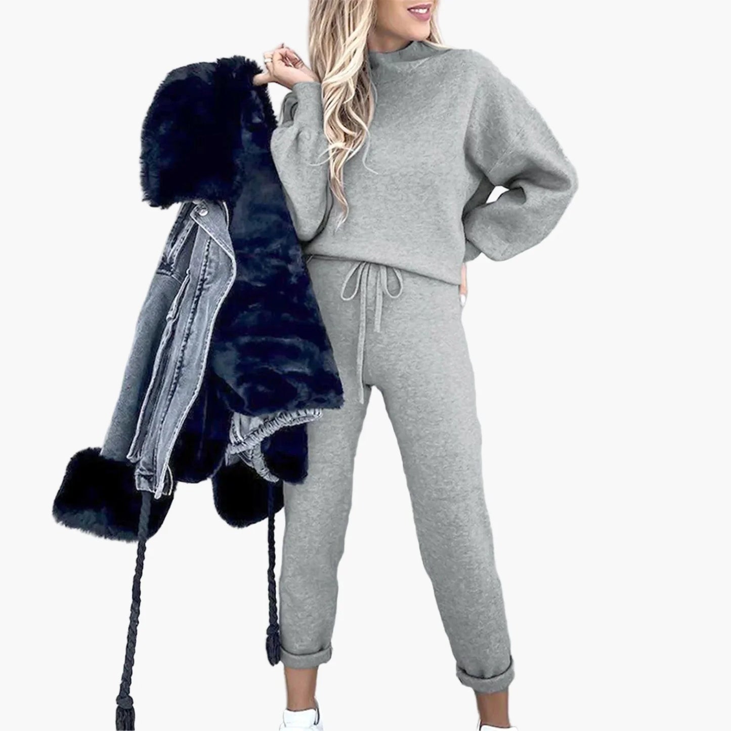 Damen Freizeit Zweiteiler Set – Modischer Sweatsuit mit Pullover und weitem Bein, Streetwear & Loungewear