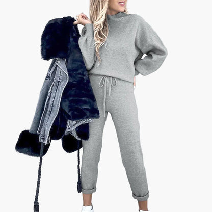 Damen Freizeit Zweiteiler Set – Modischer Sweatsuit mit Pullover und weitem Bein, Streetwear & Loungewear