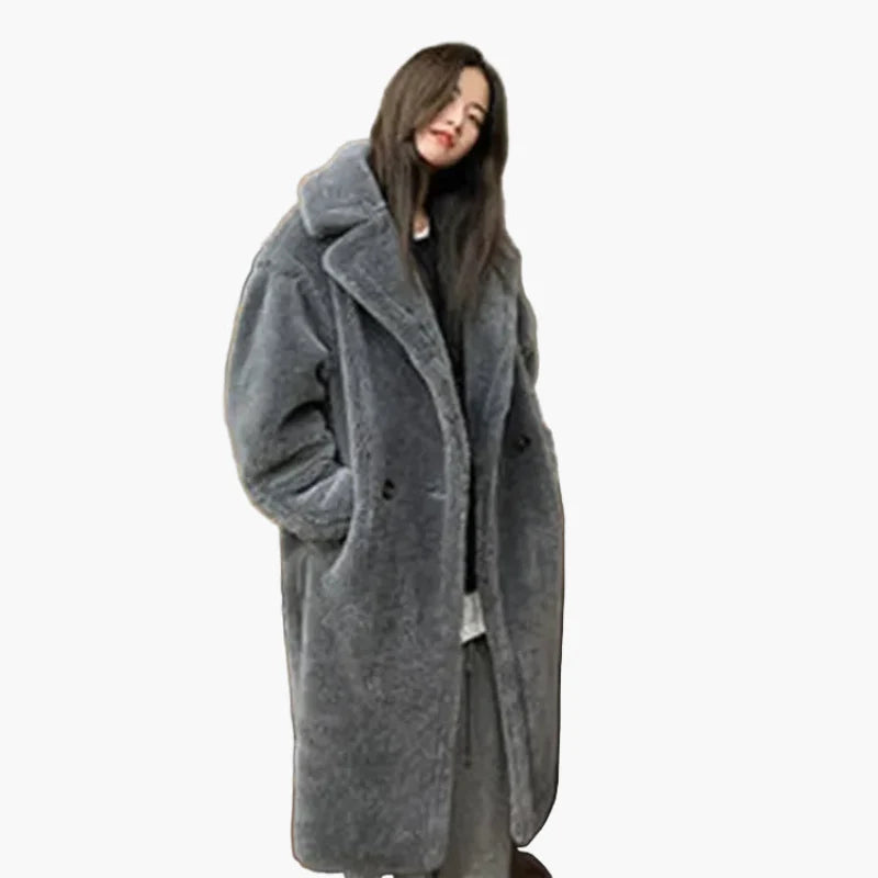 Damen Kuscheliger Oversize Wintermantel – Modischer Langer Plüsch Mantel für Alltag & Streetstyle