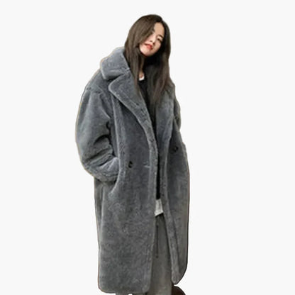 Damen Kuscheliger Oversize Wintermantel – Modischer Langer Plüsch Mantel für Alltag & Streetstyle