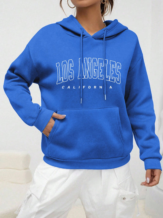 Clara - Fleece-Kapuzenjacke mit Los Angeles Schriftzug