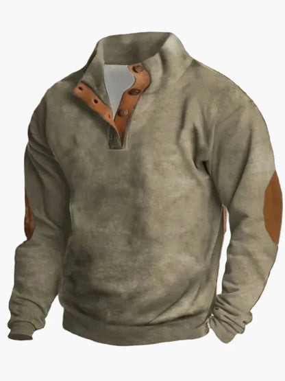 Herren Western-Style Pullover mit Digitaldruck und Stehkragen – Casual Outdoor Winter Sweater