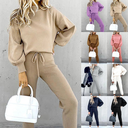 Damen Freizeit Zweiteiler Set – Modischer Sweatsuit mit Pullover und weitem Bein, Streetwear & Loungewear