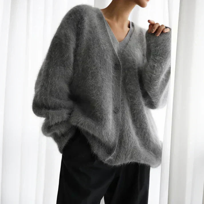 Damen Luxus Cardigan – Moderner Oversize Strickpullover für stilvolle Eleganz und Komfort