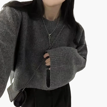 Damen Strickpullover mit weitem Schnitt – Modischer Cropped Style für Alltag und Freizeit