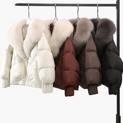 Damen Winterjacke mit großem Kunstfellkragen – Eleganter, warmer Steppmantel für Alltag und Freizeit