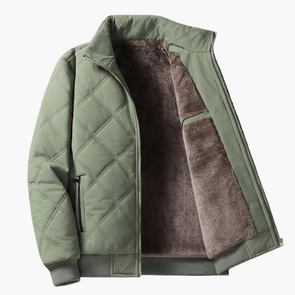 Herren Steppjacke Winter Warm Freizeitjacke mit Fleece-Innenfutter