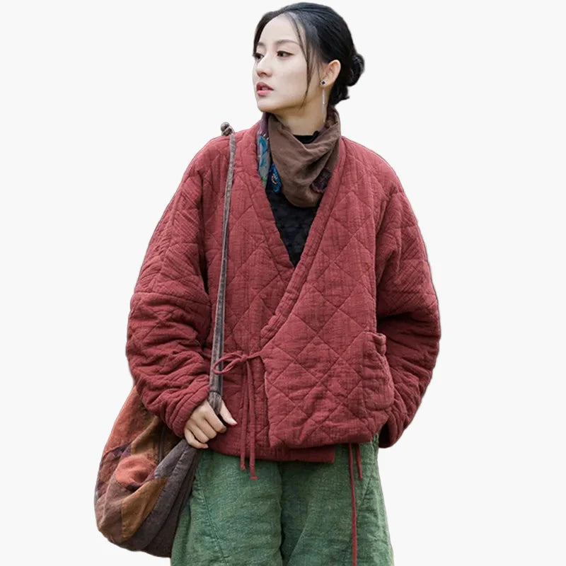 Damen Steppjacke im Vintage-Stil – Komfortabler Freizeitlook, asiatisch inspiriert