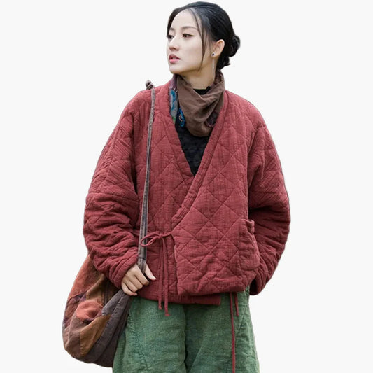 Damen Steppjacke im Vintage-Stil – Komfortabler Freizeitlook, asiatisch inspiriert