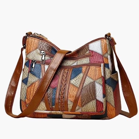 Damen Patchwork Schultertasche im Vintage-Stil – Modische Umhängetasche für Alltag und Freizeit