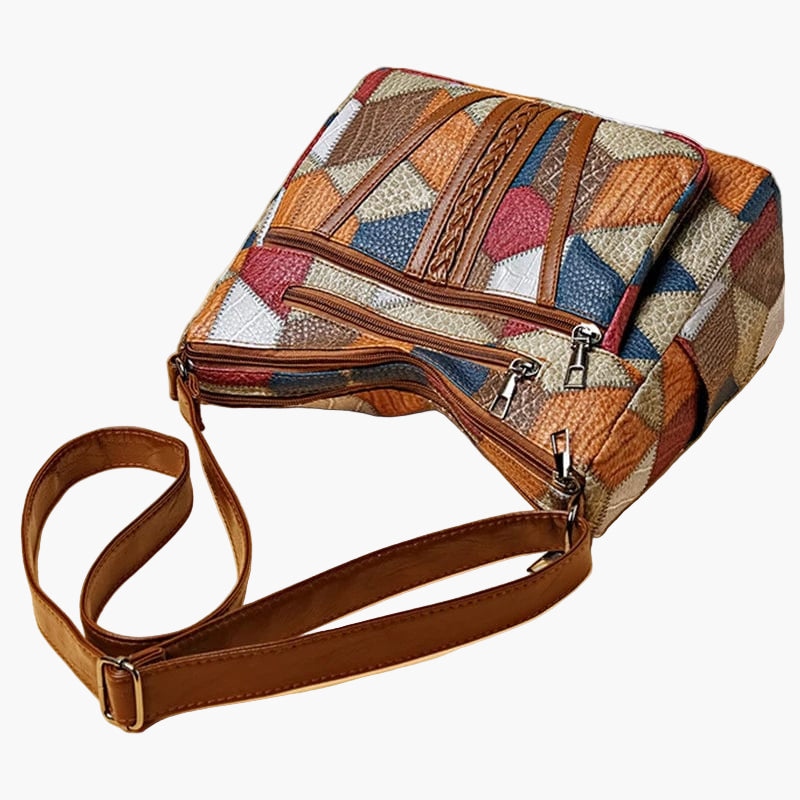 Damen Patchwork Schultertasche im Vintage-Stil – Modische Umhängetasche für Alltag und Freizeit