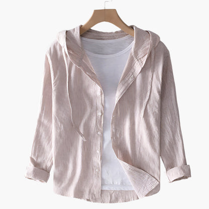 Damen Leinenbluse mit Kapuze – Klassisch-leichte Freizeitbluse für Alltag & Urlaub