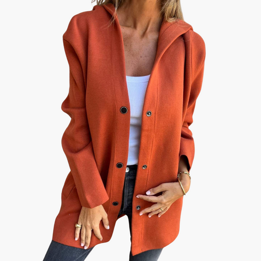 Damen Casual Single-Breasted Kapuzenjacke – Lässige Übergangsjacke mit Kapuze und Knopfverschluss, ideal für Alltag und Freizeit