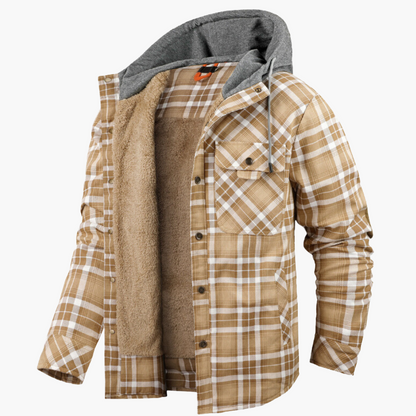 Herren Flanelljacke mit Kapuze – Gefüttertes Holzfällerhemd für Outdoor und Freizeit