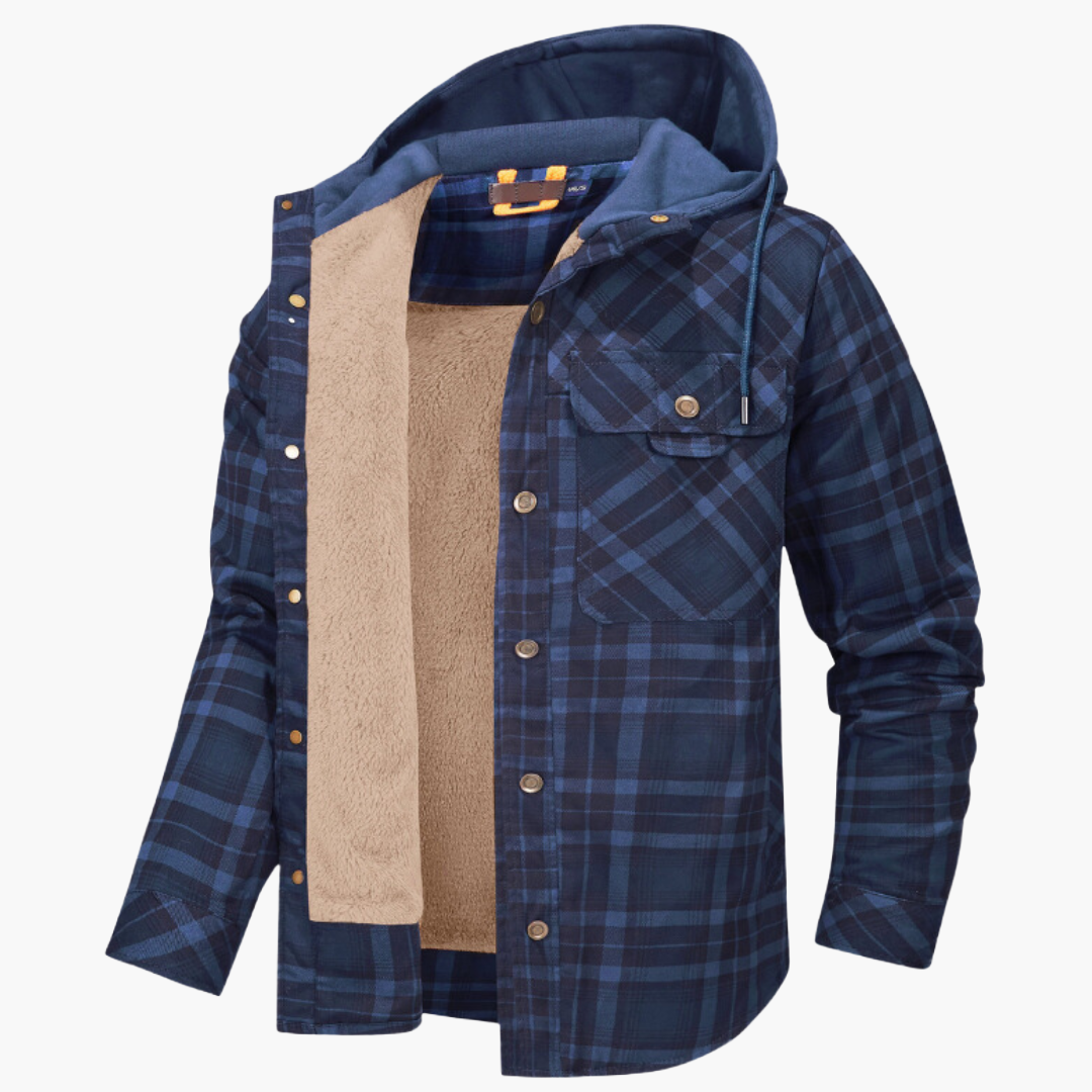 Herren Flanelljacke mit Kapuze – Gefüttertes Holzfällerhemd für Outdoor und Freizeit