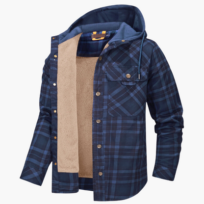 Herren Flanelljacke mit Kapuze – Gefüttertes Holzfällerhemd für Outdoor und Freizeit