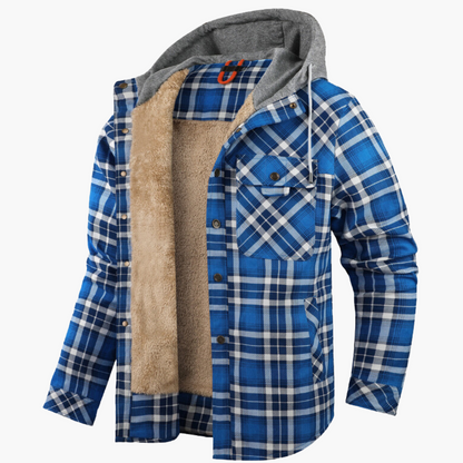 Herren Flanelljacke mit Kapuze – Gefüttertes Holzfällerhemd für Outdoor und Freizeit