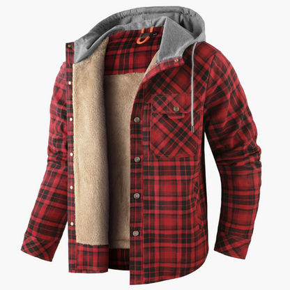 Herren Flanelljacke mit Kapuze – Gefüttertes Holzfällerhemd für Outdoor und Freizeit