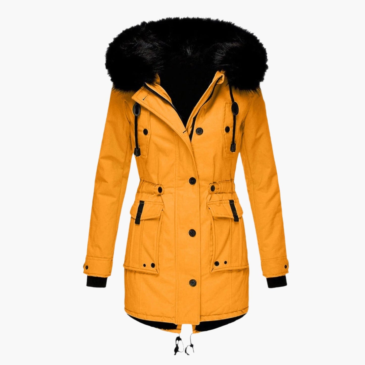 Damen Winter Parka mit Kunstpelzkapuze – Modischer Outdoor Mantel für kalte Tage