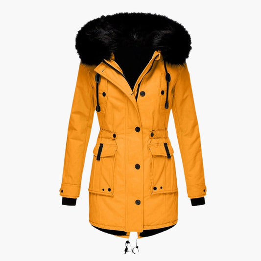 Damen Winter Parka mit Kunstpelzkapuze – Modischer Outdoor Mantel für kalte Tage