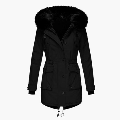 Damen Winter Parka mit Kunstpelzkapuze – Modischer Outdoor Mantel für kalte Tage
