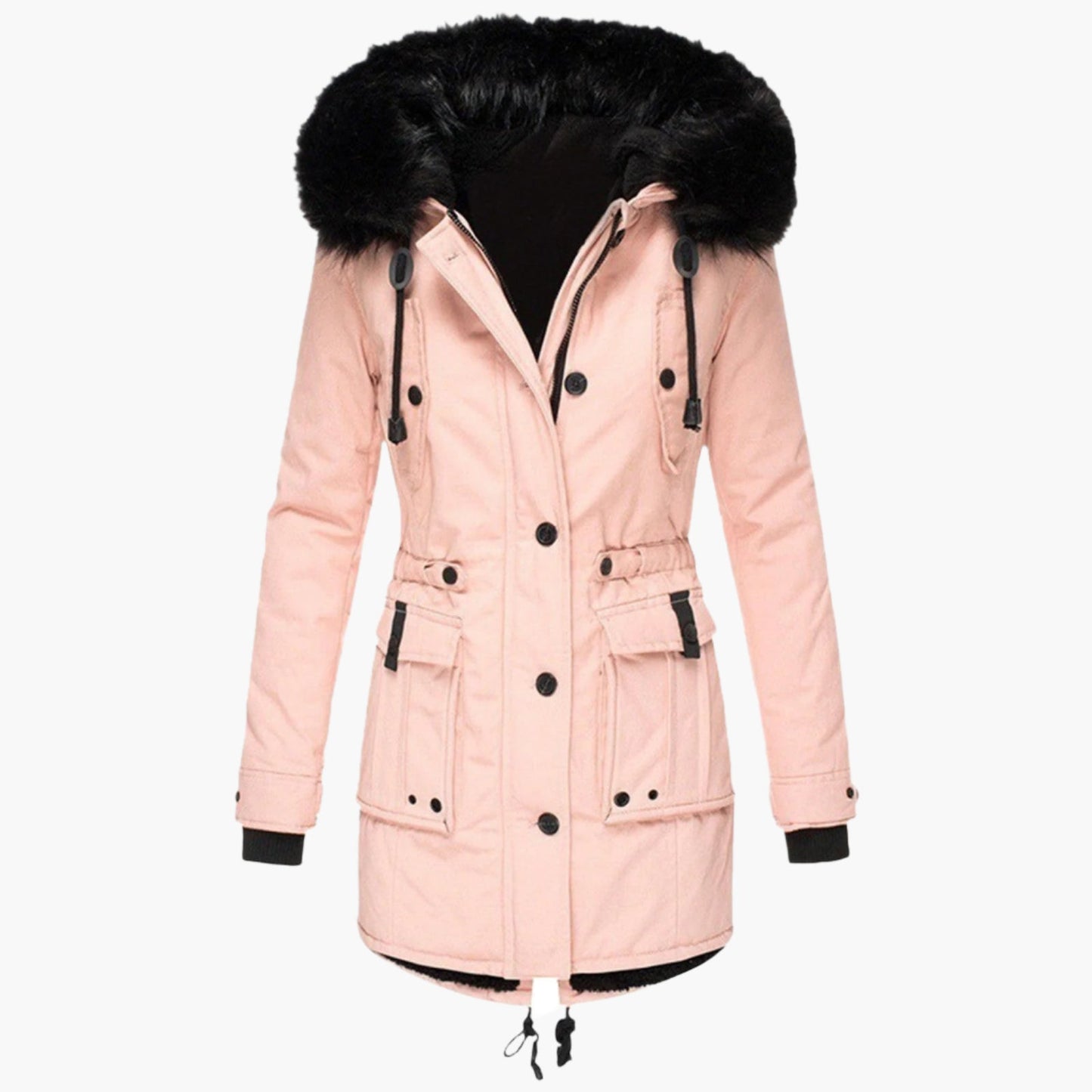 Damen Winter Parka mit Kunstpelzkapuze – Modischer Outdoor Mantel für kalte Tage
