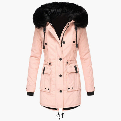 Damen Winter Parka mit Kunstpelzkapuze – Modischer Outdoor Mantel für kalte Tage