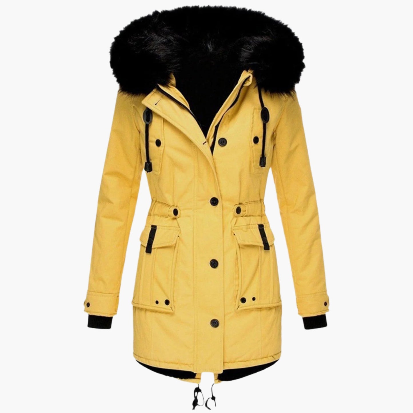 Damen Winter Parka mit Kunstpelzkapuze – Modischer Outdoor Mantel für kalte Tage