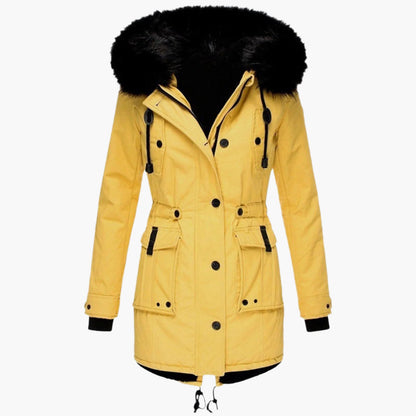 Damen Winter Parka mit Kunstpelzkapuze – Modischer Outdoor Mantel für kalte Tage