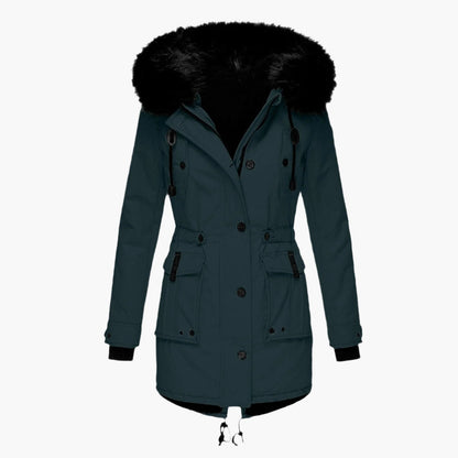 Damen Winter Parka mit Kunstpelzkapuze – Modischer Outdoor Mantel für kalte Tage