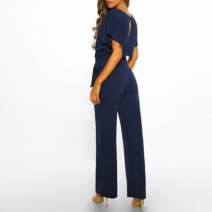 Damen Eleganter Jumpsuit mit Gürtel und weitem Bein – Perfekt für besondere Anlässe
