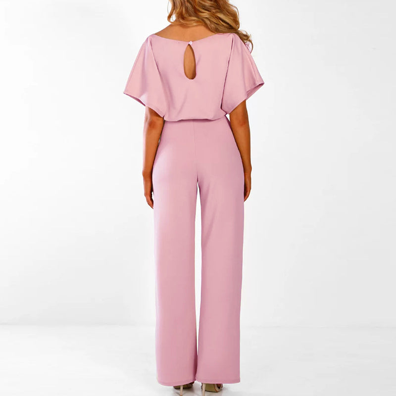 Damen Eleganter Jumpsuit mit Gürtel und weitem Bein – Perfekt für besondere Anlässe