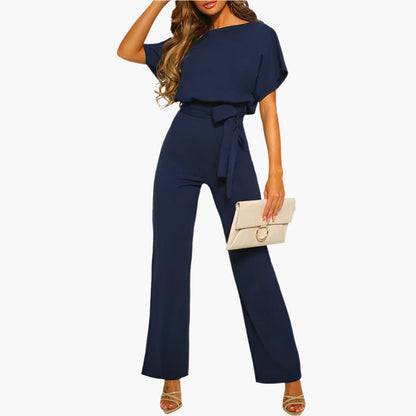 Damen Eleganter Jumpsuit mit Gürtel und weitem Bein – Perfekt für besondere Anlässe
